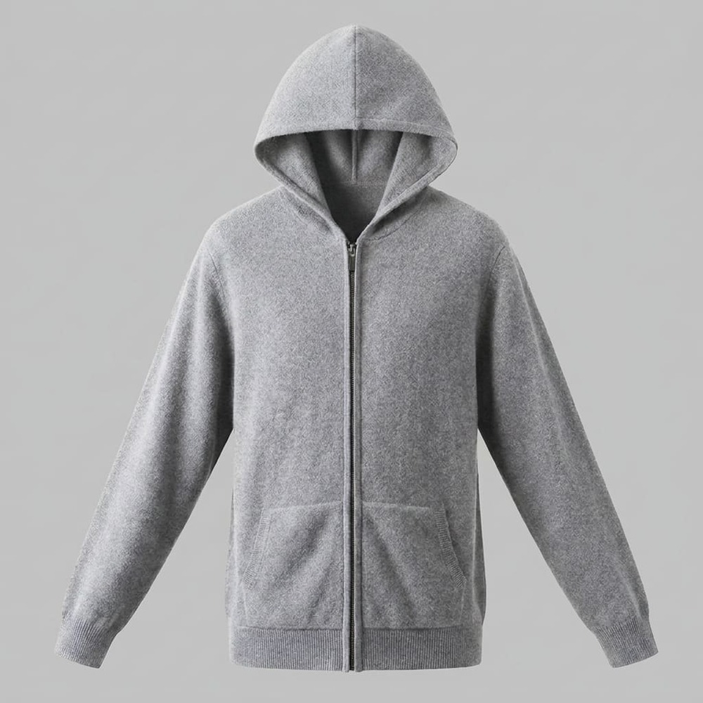 NWT Collars & Co Men's 100% Merino Wool Full Zip Up Hooded Sweater XL